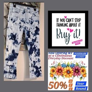 WASH LAB Tie-Dye Cropped & Flare Jeans.  NWOT Size 29